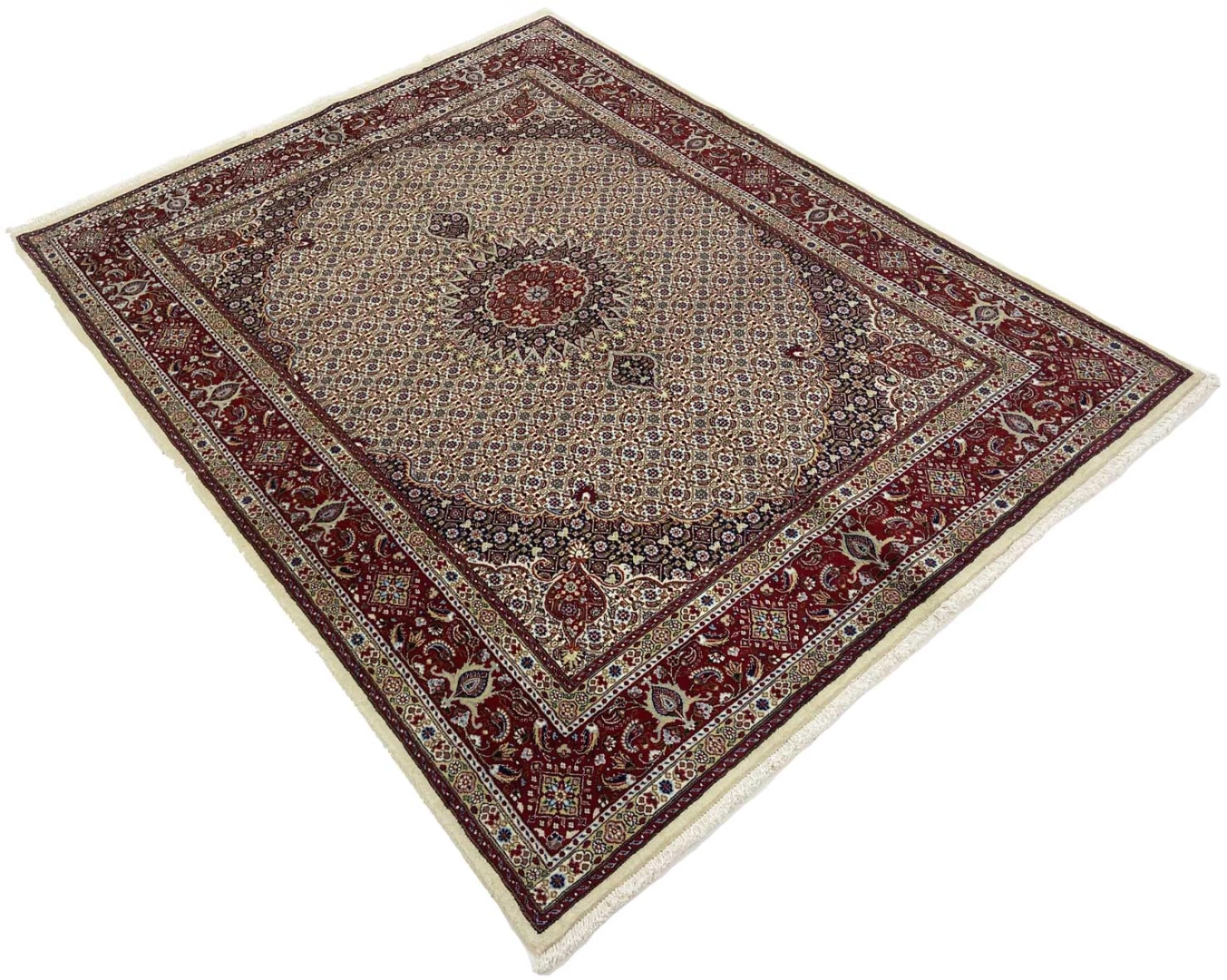 Handgeknüpfter Moud Perserteppich, 237 × 179 cm, Wolle & Seide