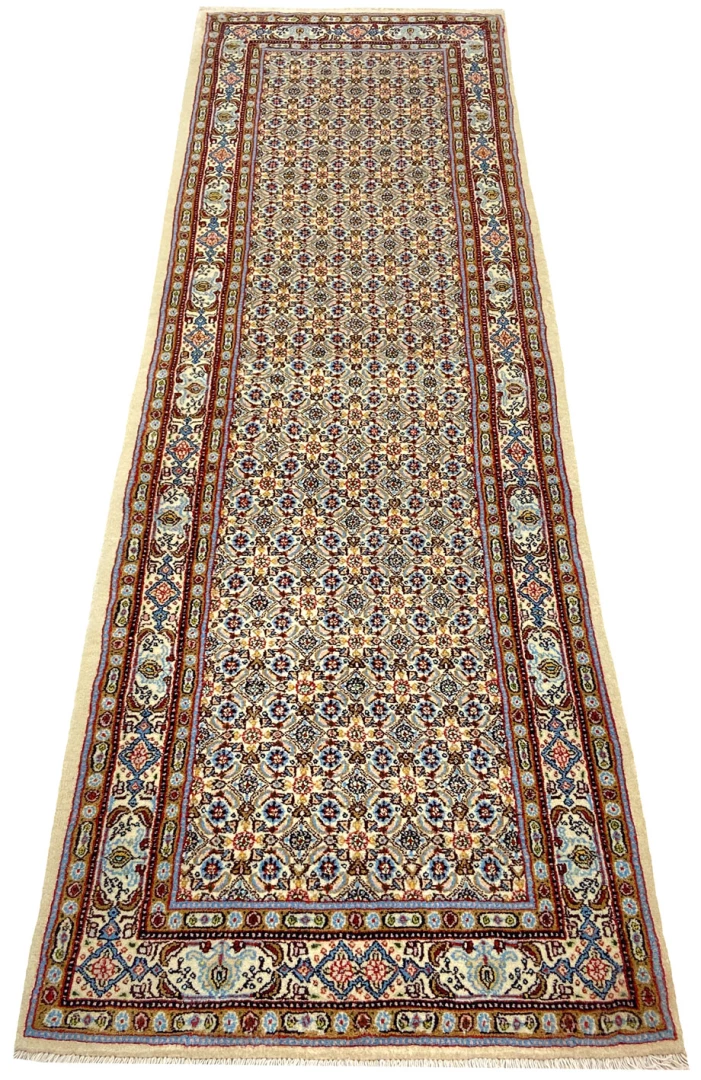 Moud Perserteppich 242 × 79 cm aus Wolle & Seide, handgeknüpft