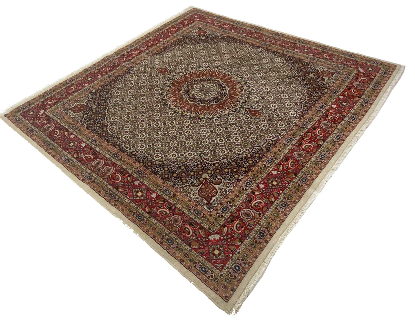 Moud Perserteppich 249 × 241 cm aus Wolle & Seide, handgeknüpft