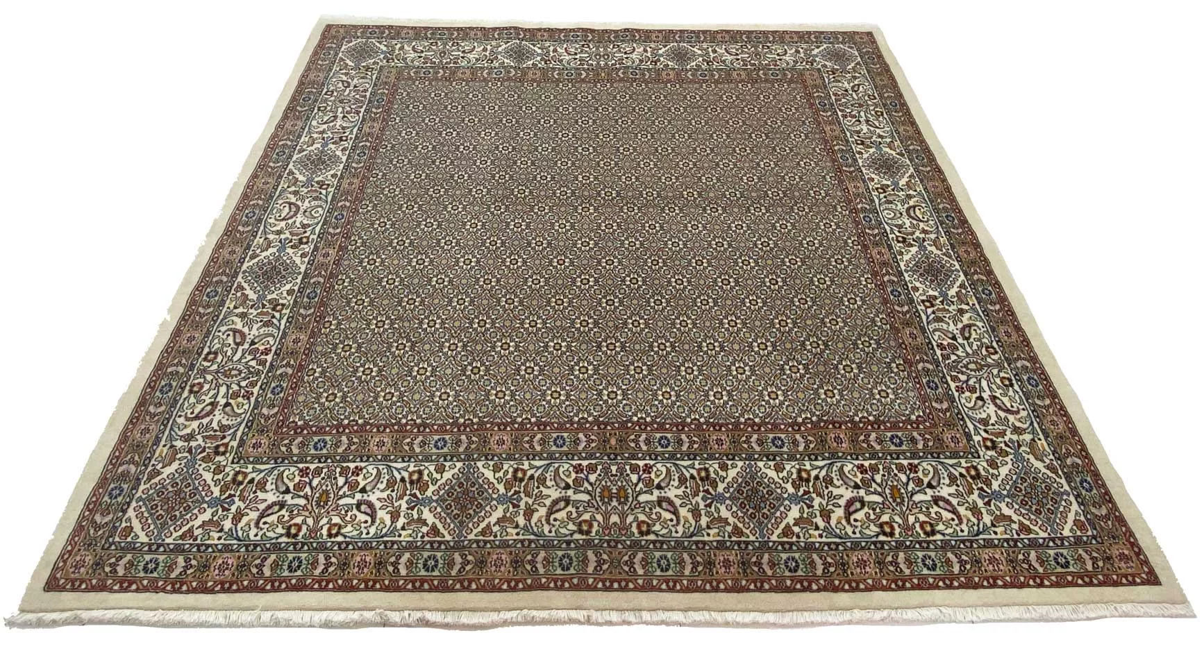 Moud Herati Perserteppich 250 × 247 cm aus Wolle & Seide, handgeknüpft