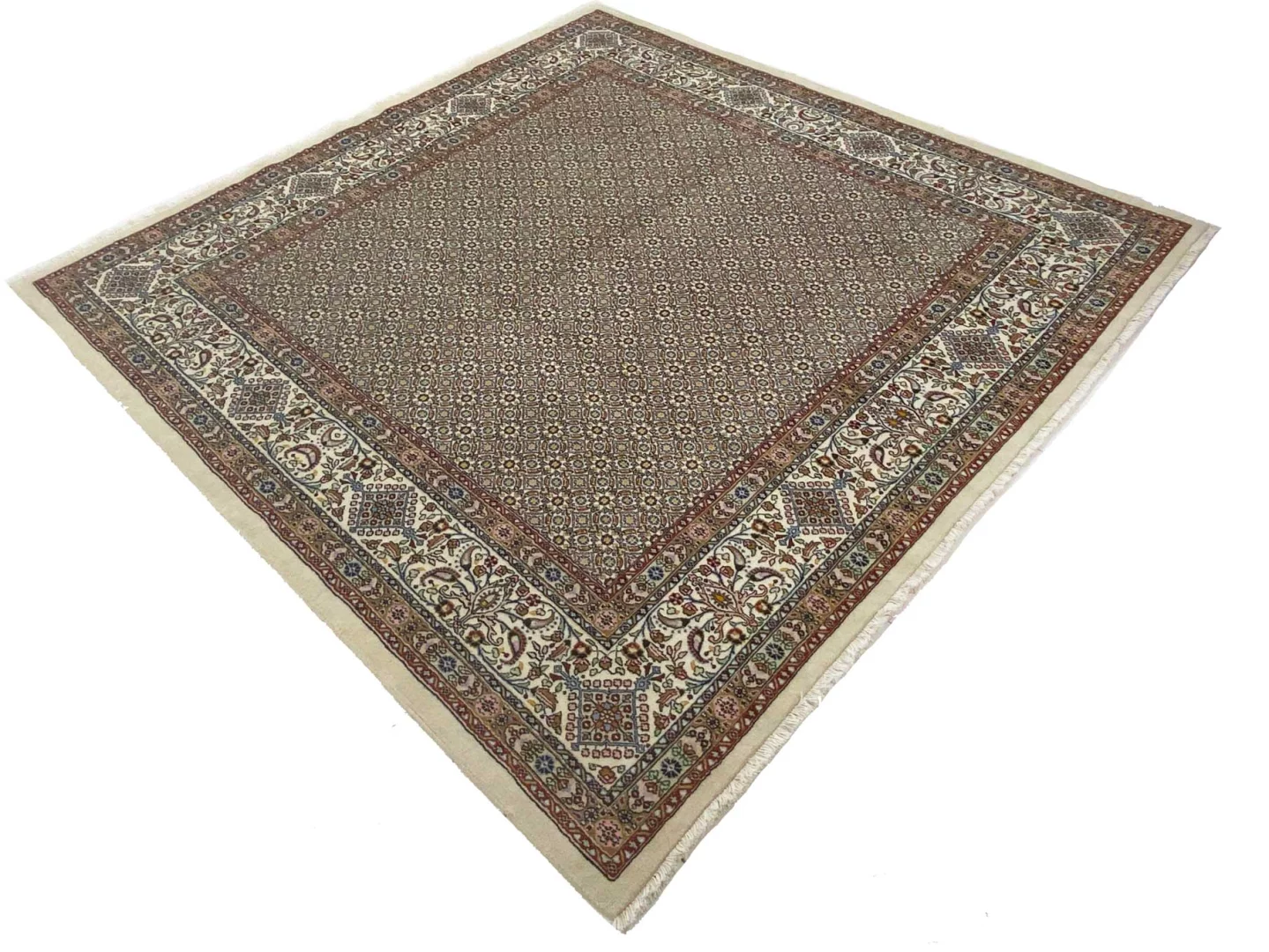 Moud Herati Perserteppich 250 × 247 cm aus Wolle & Seide, handgeknüpft