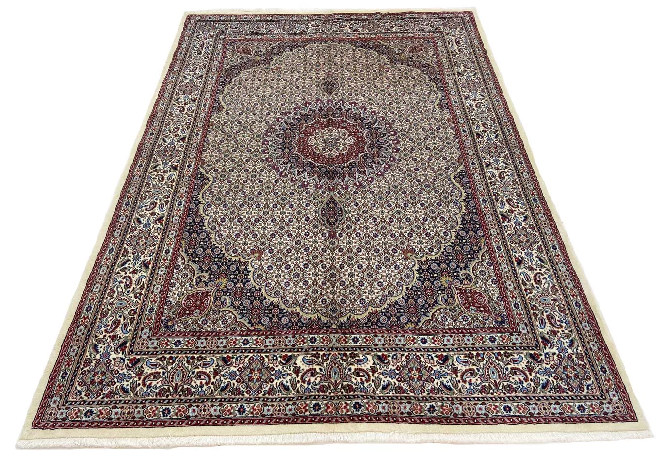 Handgeknüpfter Moud Perserteppich 252 × 181 cm