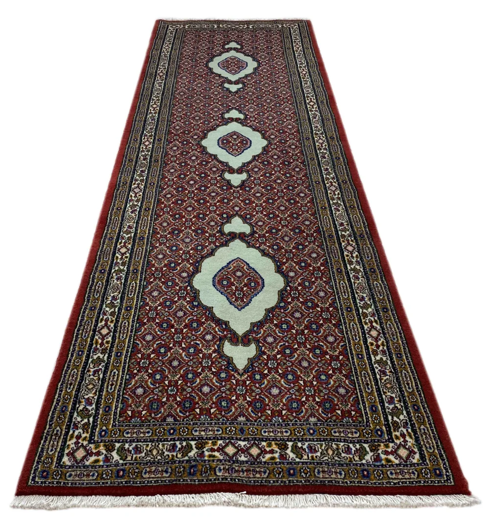 orientteppich-moud-270-x-81-cm-medaillon-360000-knoten-handgeknupft-1 Handgeknüpfter Moud Perserteppich 270 × 81 cm