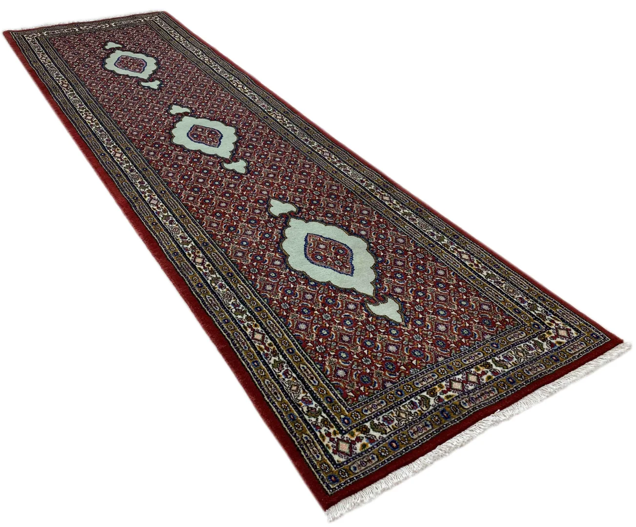 orientteppich-moud-270-x-81-cm-medaillon-360000-knoten-handgeknupft-2 Handgeknüpfter Moud Perserteppich 270 × 81 cm