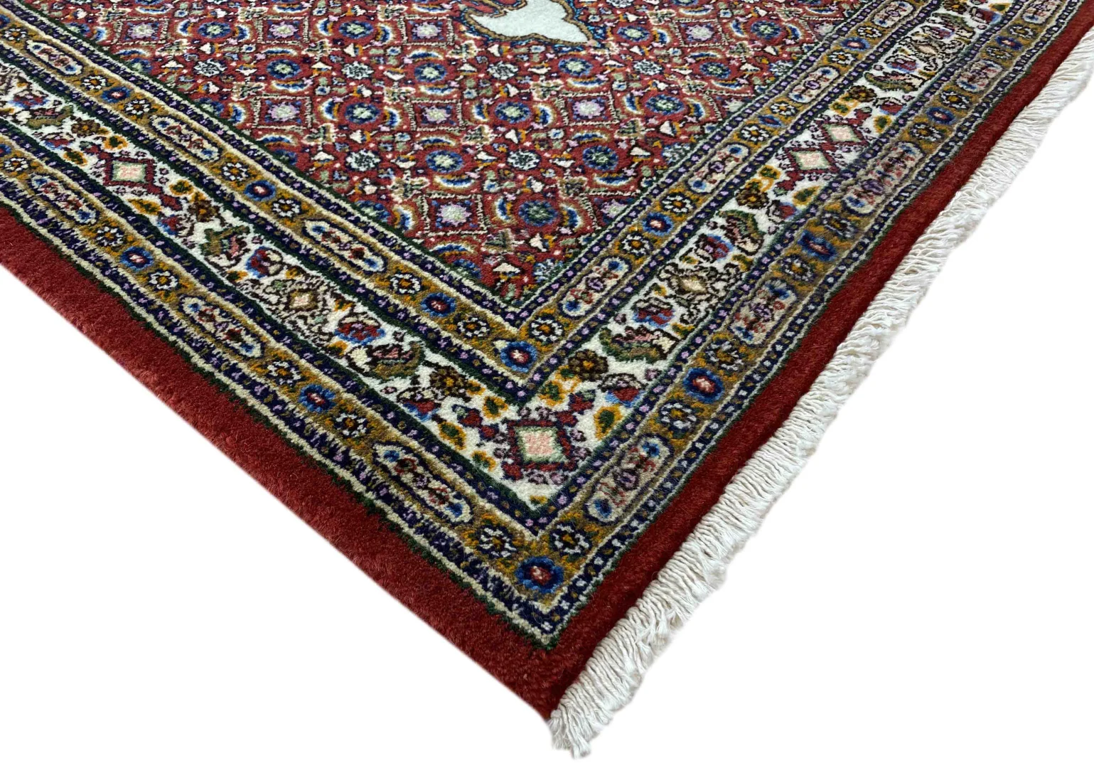 orientteppich-moud-270-x-81-cm-medaillon-360000-knoten-handgeknupft-3 Handgeknüpfter Moud Perserteppich 270 × 81 cm