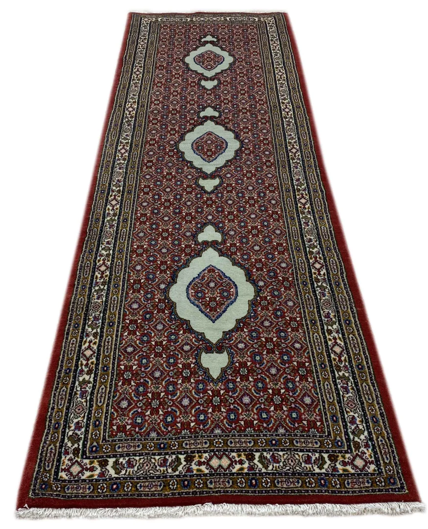orientteppich-moud-273-x-82-cm-300000-knoten-medaillon-design-handgeknupft-1 Handgeknüpfter Moud Perserteppich, 273 × 82 cm, Wolle