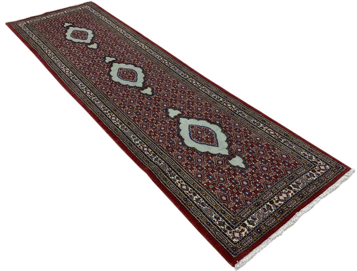 orientteppich-moud-273-x-82-cm-300000-knoten-medaillon-design-handgeknupft-2 Handgeknüpfter Moud Perserteppich, 273 × 82 cm, Wolle