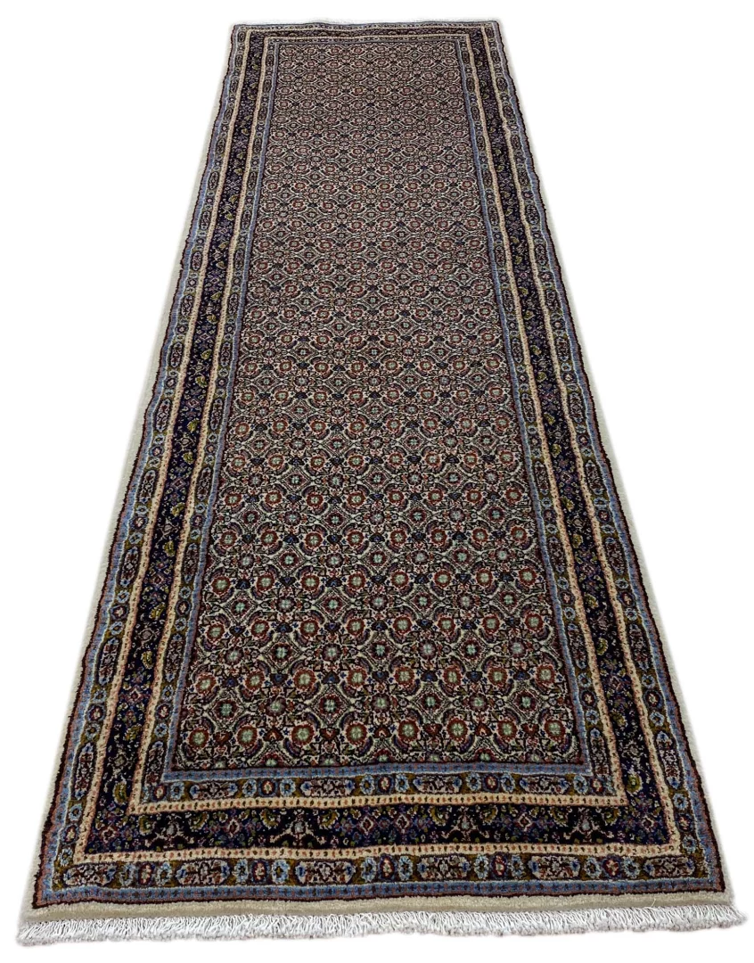 Handgeknüpfter Moud Herati Perserteppich, 275 × 84 cm, Wolle