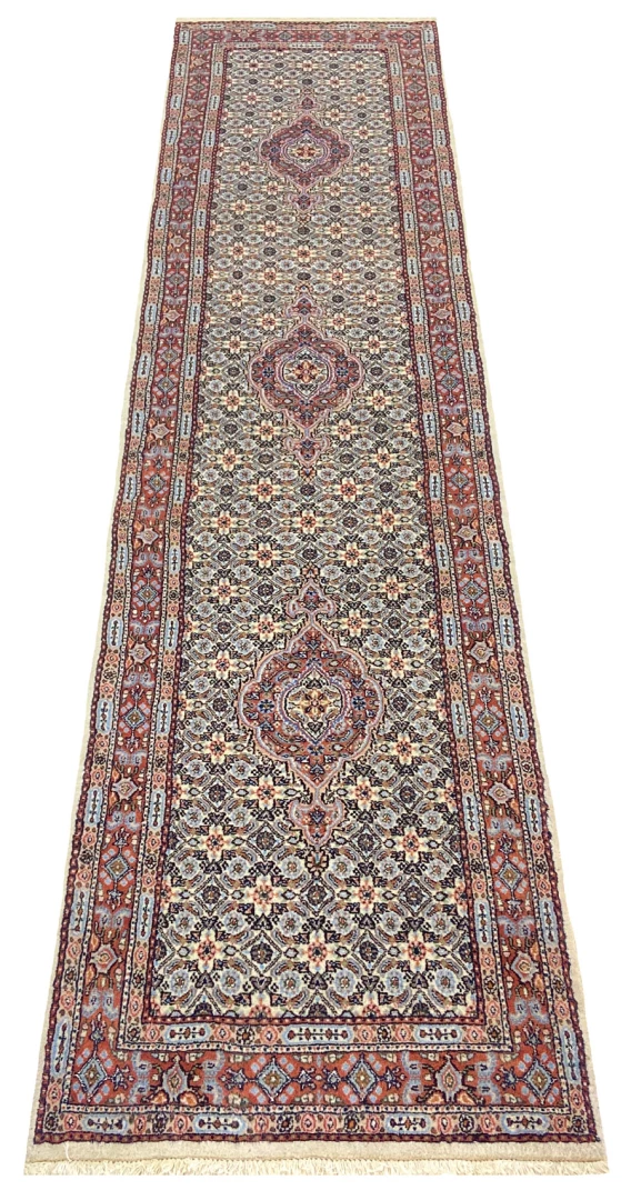 orientteppich-moud-292-x-71-cm-360000-knoten-handgeknupft-1 Handgeknüpfter Moud Perserteppich, 292 × 71 cm, Wolle & Seide