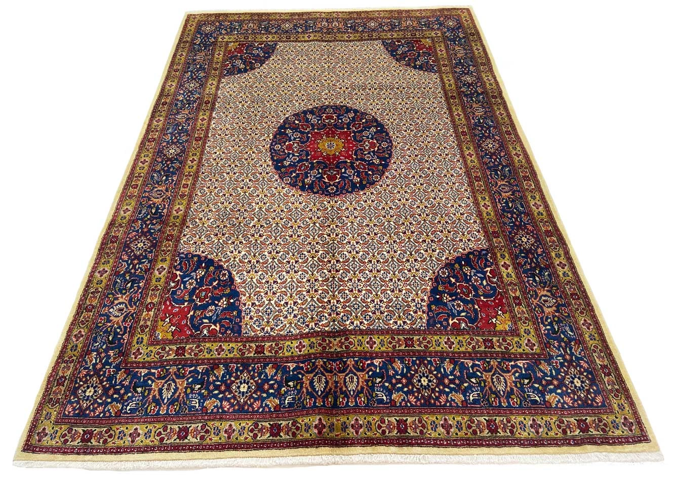 Handgeknüpfter Moud Perserteppich, 293 × 194 cm, Wolle & Seide