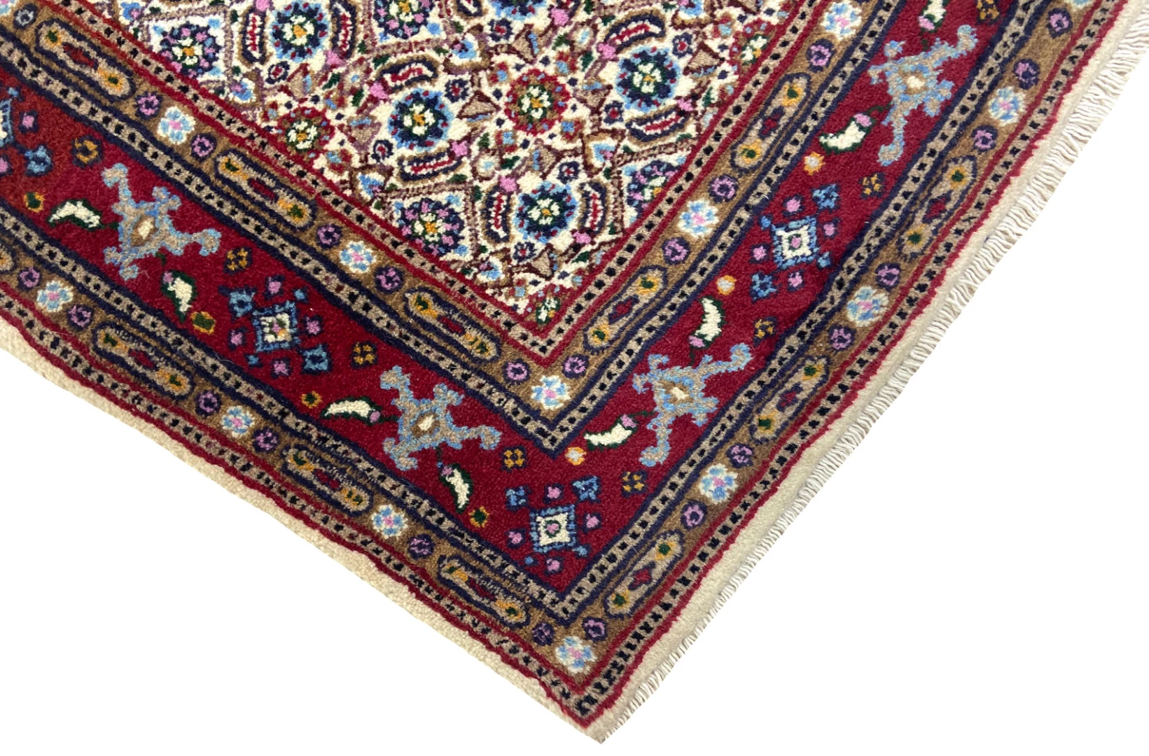 moud-orientteppich-296-x-84-cm-herati-muster-handgeknupft-3 Handgeknüpfter Moud Herati Perserteppich 296 × 84 cm