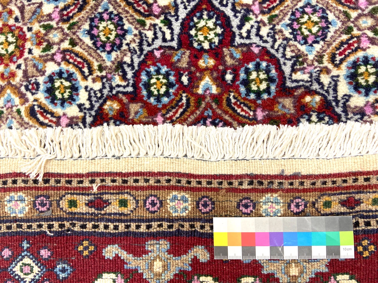 moud-orientteppich-296-x-84-cm-herati-muster-handgeknupft-4 Handgeknüpfter Moud Herati Perserteppich 296 × 84 cm