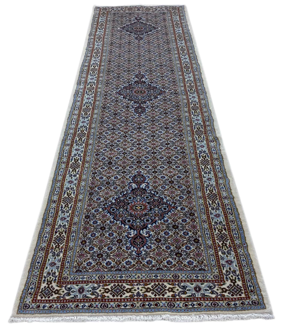 Handgeknüpfter Moud Perserteppich, 299 × 81 cm, Wolle