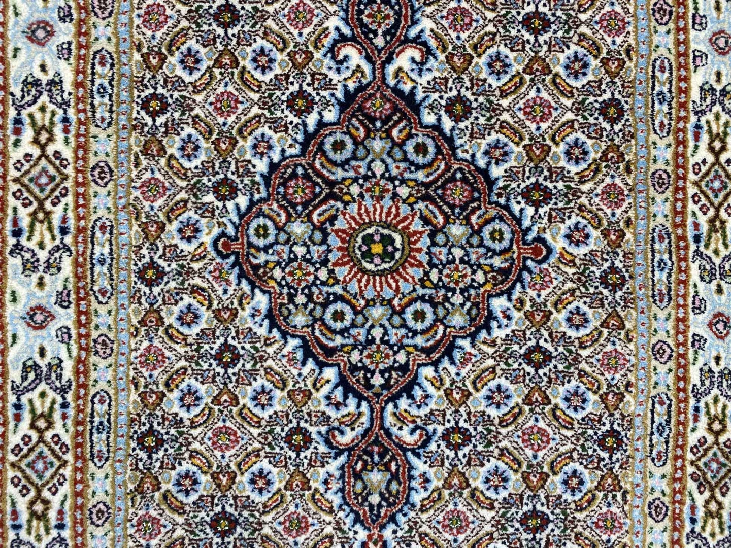 Handgeknüpfter Moud Perserteppich, 299 × 81 cm, Wolle