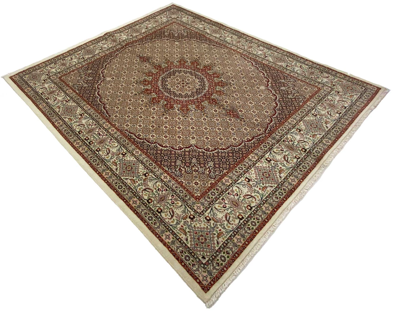 moud-orientteppich-309-x-246-cm-herati-muster-handgeknupft-2 Handgeknüpfter Moud Herati Perserteppich 309 × 246 cm