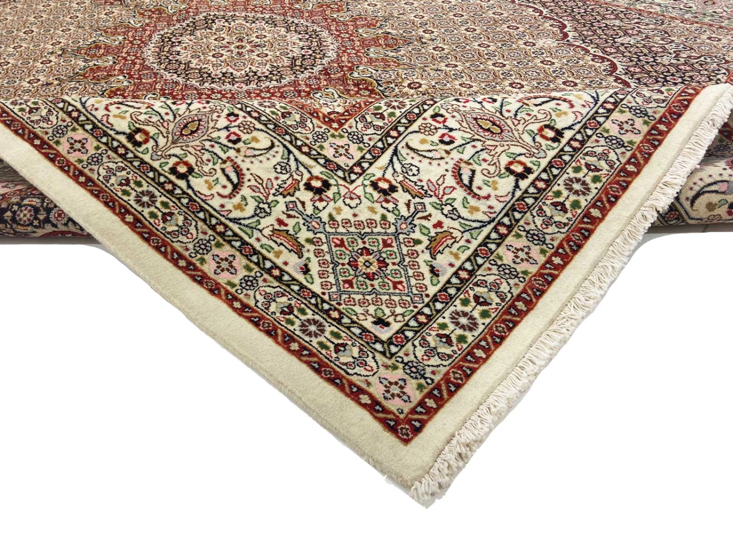 moud-orientteppich-309-x-246-cm-herati-muster-handgeknupft-4 Handgeknüpfter Moud Herati Perserteppich 309 × 246 cm