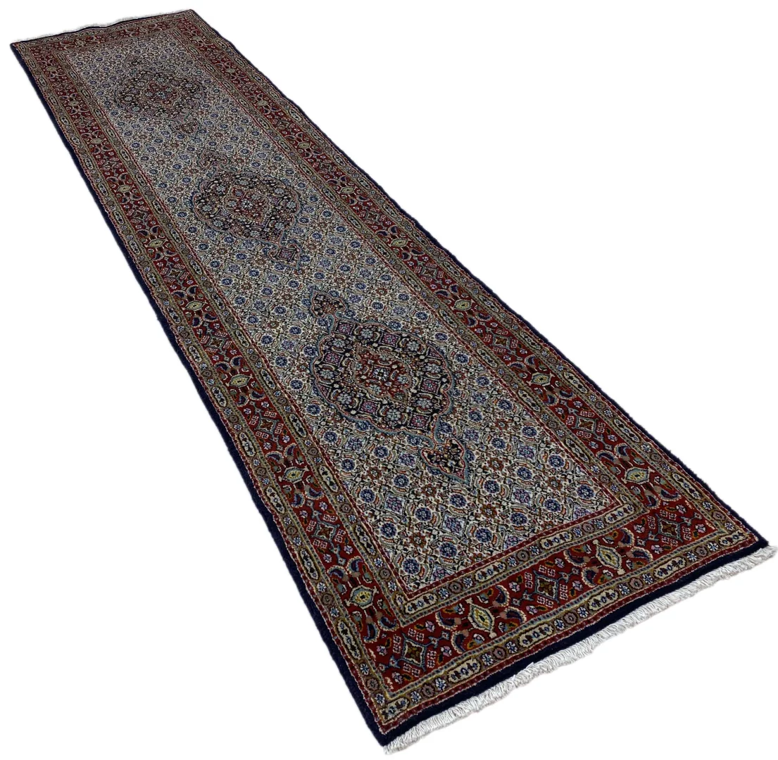 orientteppich-moud-309-x-79-cm-360000-knoten-handgeknupft-2 Handgeknüpfter Moud Perserteppich, 309 × 79 cm, Wolle