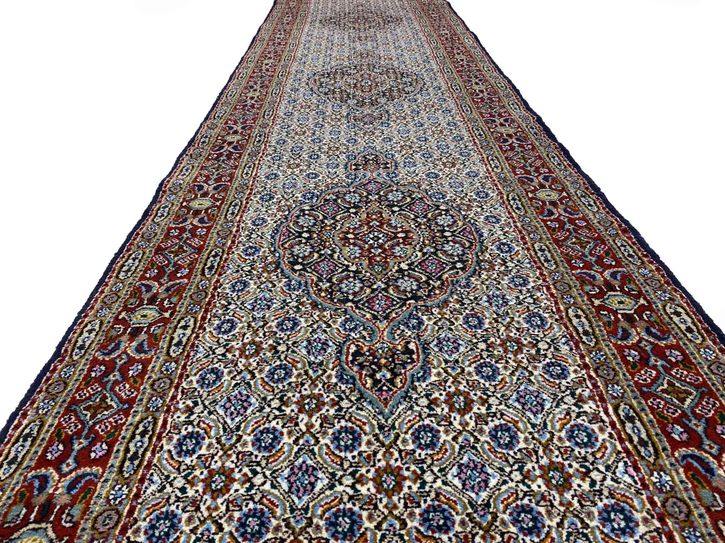 orientteppich-moud-309-x-79-cm-360000-knoten-handgeknupft-3 Handgeknüpfter Moud Perserteppich, 309 × 79 cm, Wolle