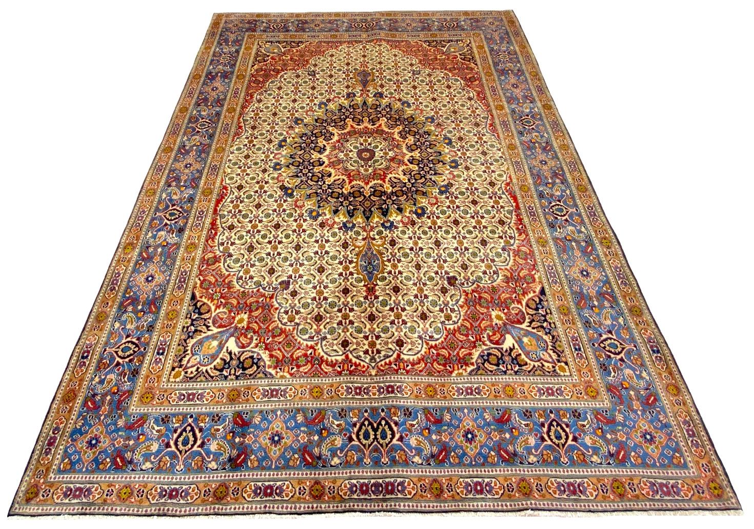 moud-orientteppich-316-x-209-cm-medaillon-design-handgeknupft-1 Moud Perserteppich aus Iran, 316 × 209 cm