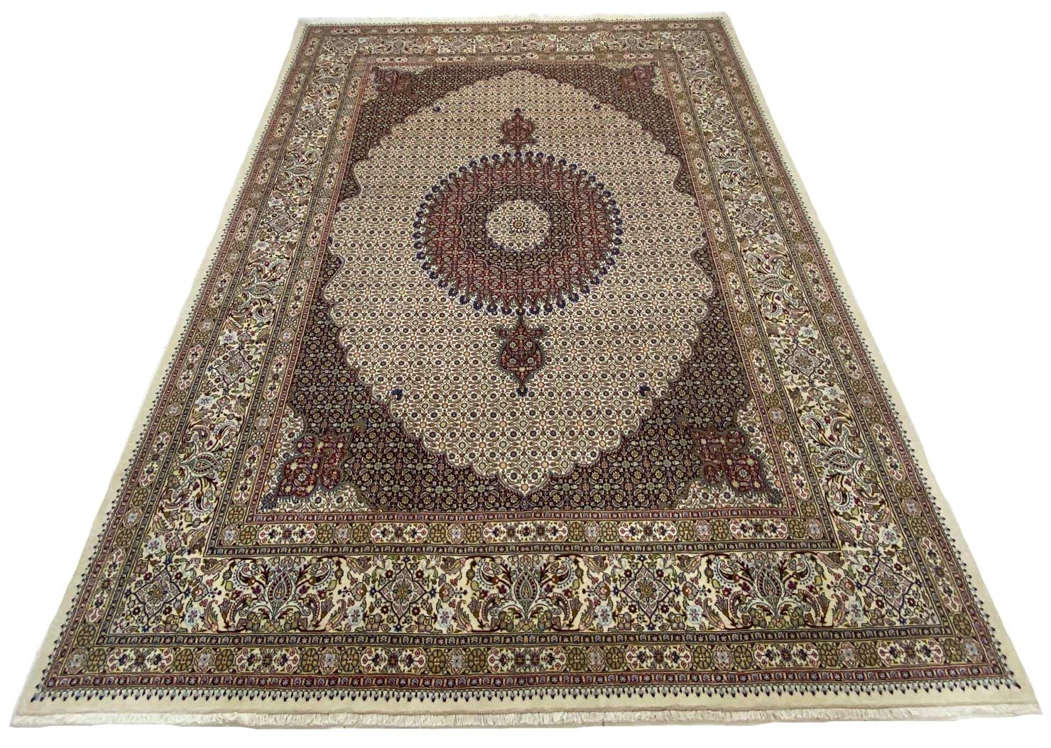 moud-orientteppich-347-x-244-cm-360000-knoten-handgeknupft-1 Handgeknüpfter Moud Perserteppich 347 × 244 cm