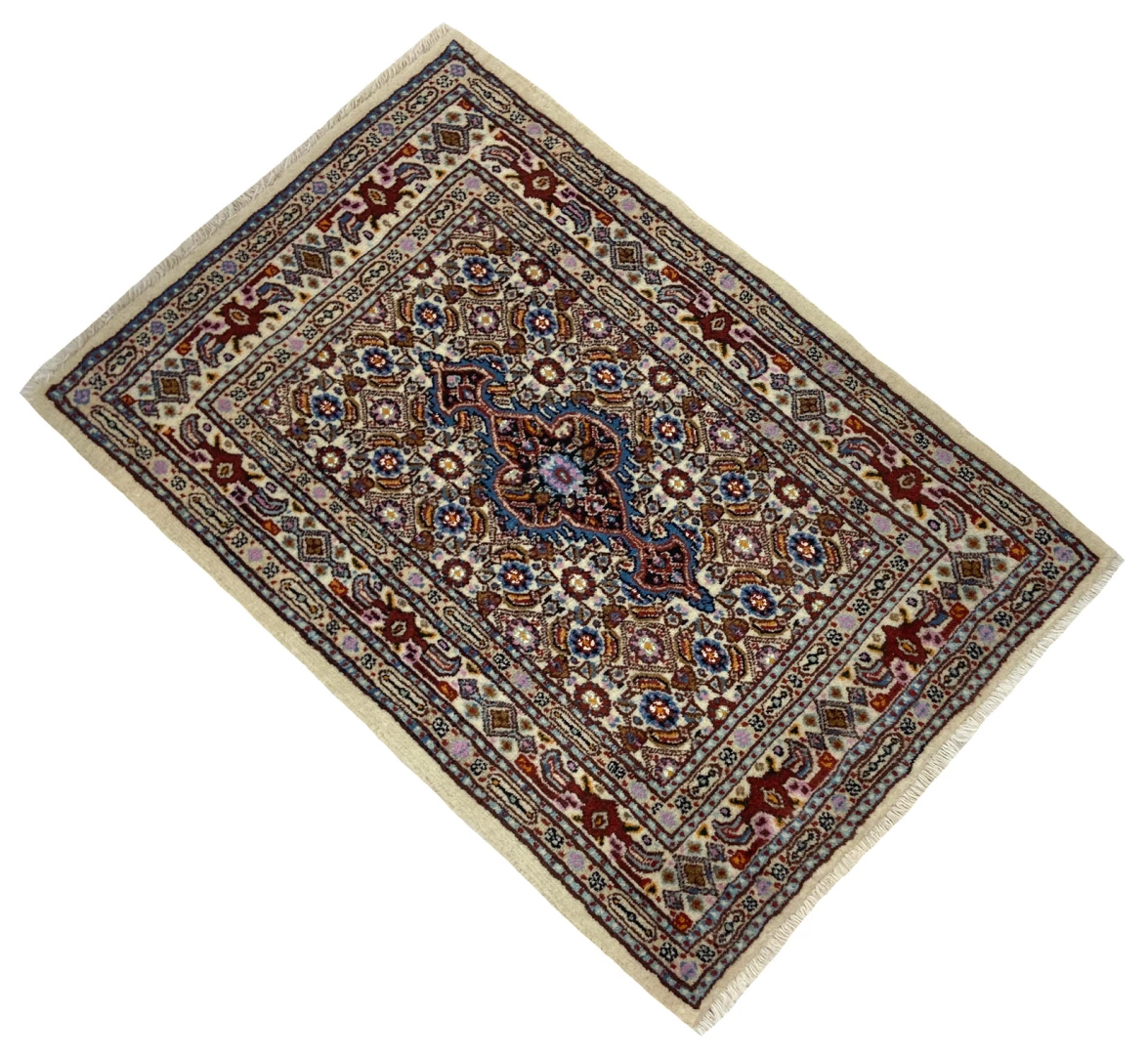 moud-teppich-93-x-63-cm-360000-knoten-m-medaillon-design-handgeknupft-2 Handgeknüpfter Moud Perserteppich 93 × 63 cm