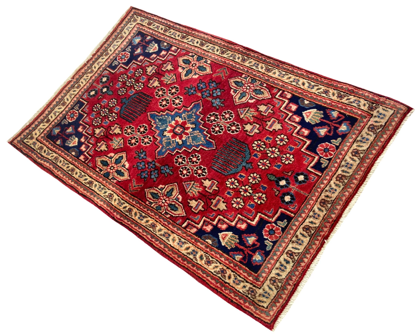 orientteppich-moud-99-x-65-cm-medaillon-360000-knoten-handgeknupft-2 Handgeknüpfter Moud Perserteppich 99 × 65 cm