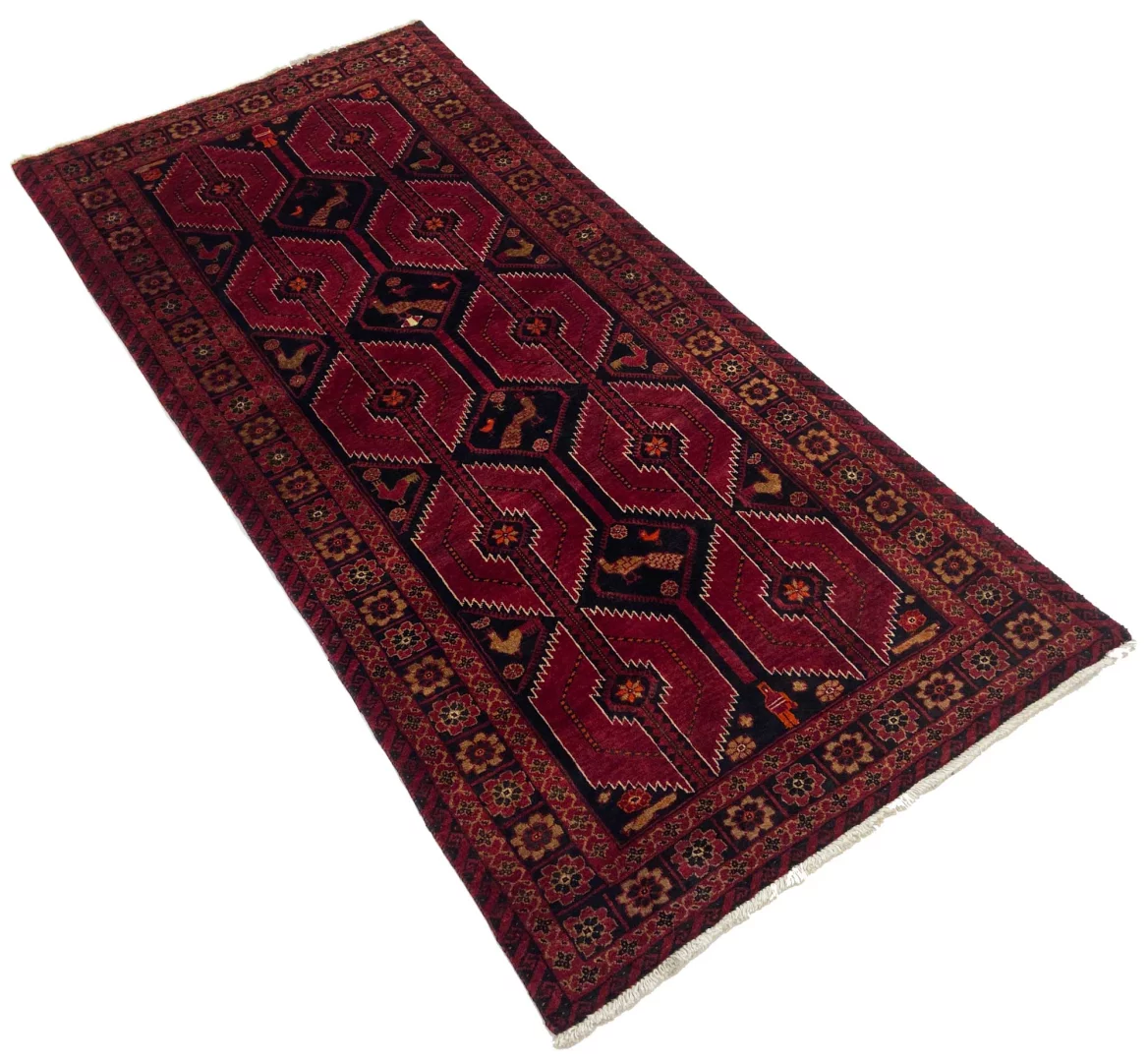 belutsch-orientteppich-199-x-91-cm-250000-knoten-handgeknupft-2 Handgeknüpfter Baluch Orientteppich 199 × 91 cm