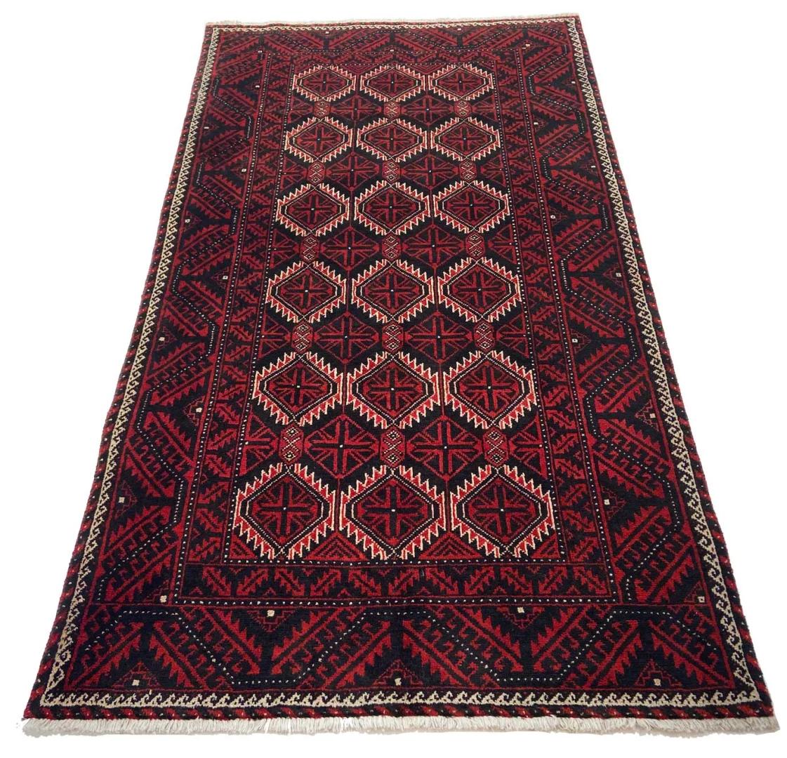 Handgeknüpfter Baluch Perserteppich, 199 × 111 cm, Wolle