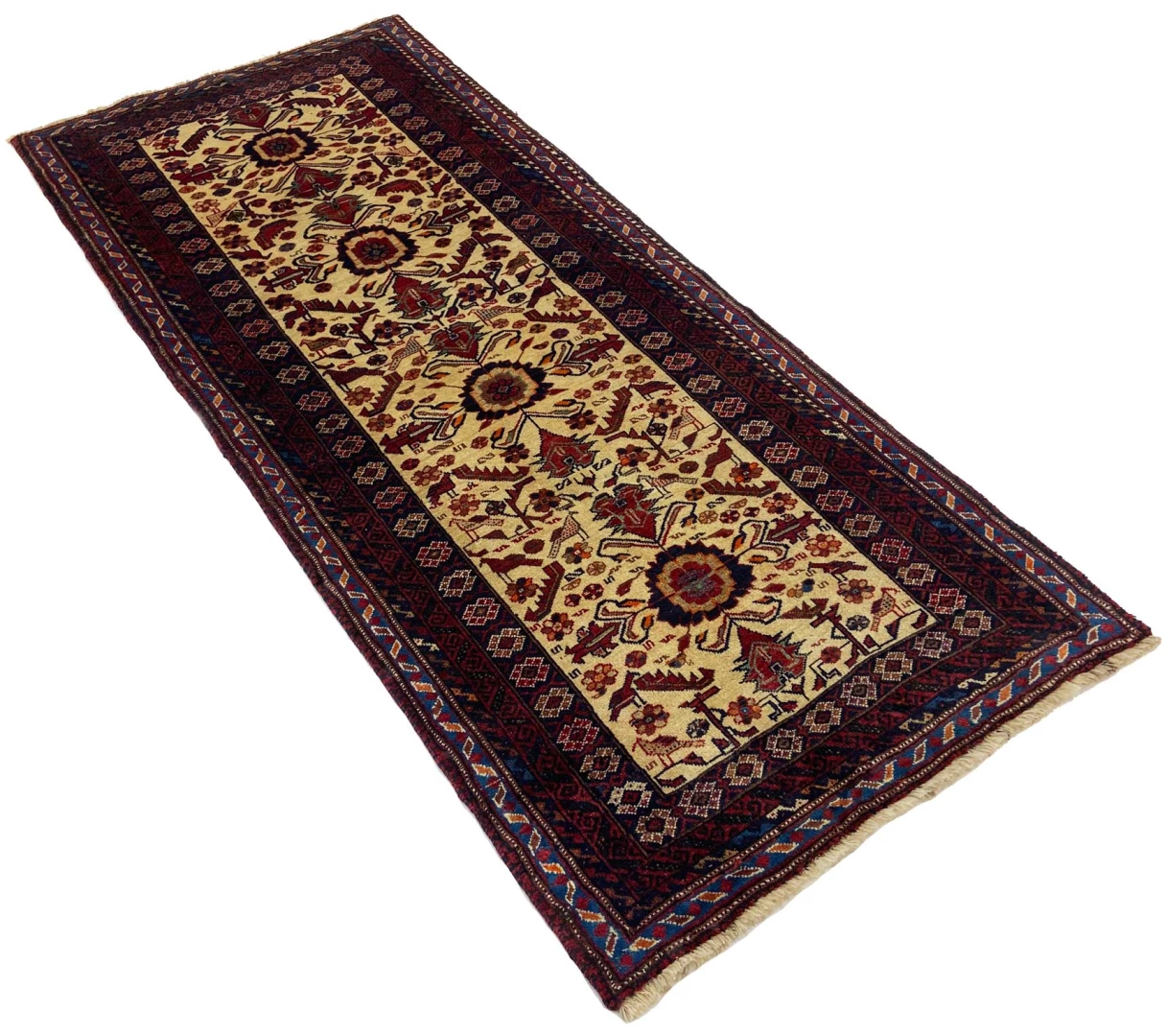orientteppich-belutsch-217-x-93-cm-120000-knoten-handgeknupft-2 Handgeknüpfter Baluch Perserteppich, 217 × 93 cm, Wolle