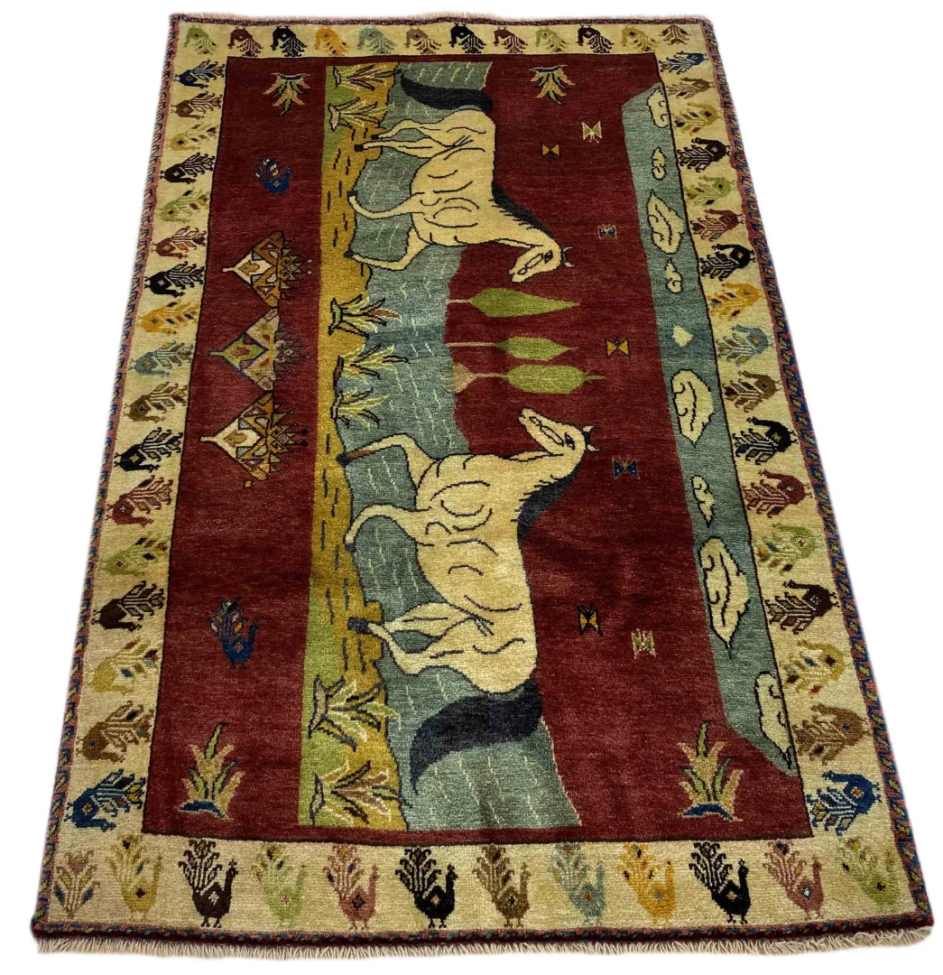 gabbeh-shuli-177-x-103-cm-handgeknupft-kunstvolles-design-1 Gabbeh Perserteppich 177 × 103 cm aus Wolle, handgeknüpft