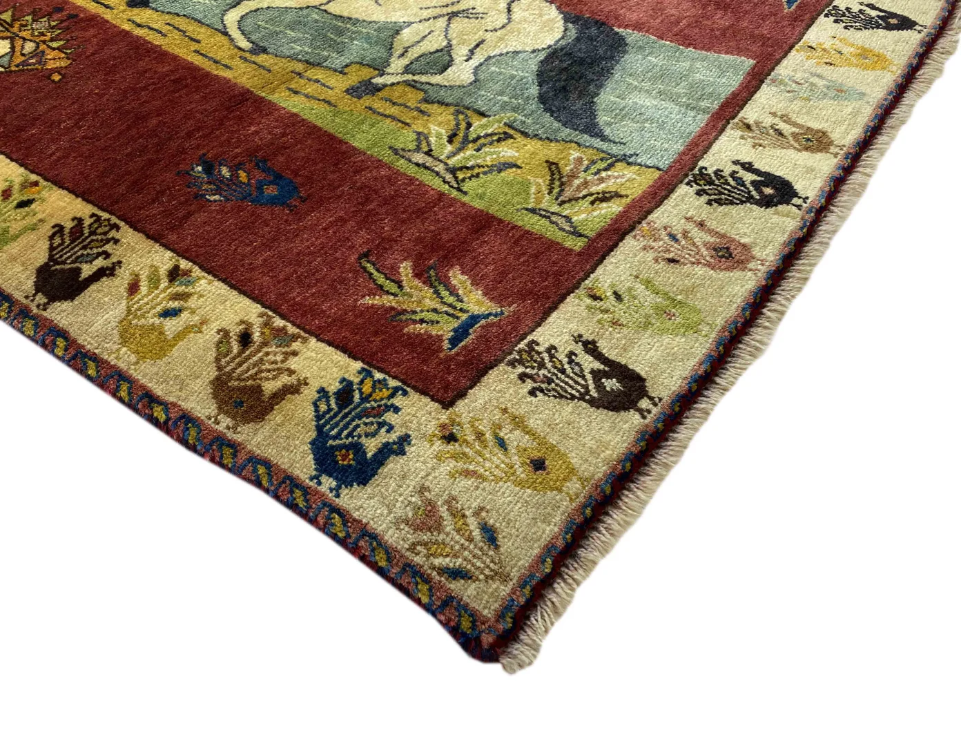 gabbeh-shuli-177-x-103-cm-handgeknupft-kunstvolles-design-3 Gabbeh Perserteppich 177 × 103 cm aus Wolle, handgeknüpft