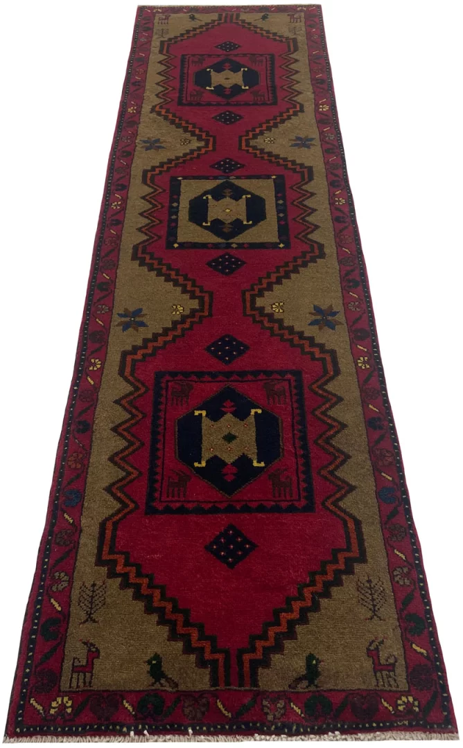 Handgeknüpfter Qashqai Perserteppich, 259 × 68 cm, Wolle