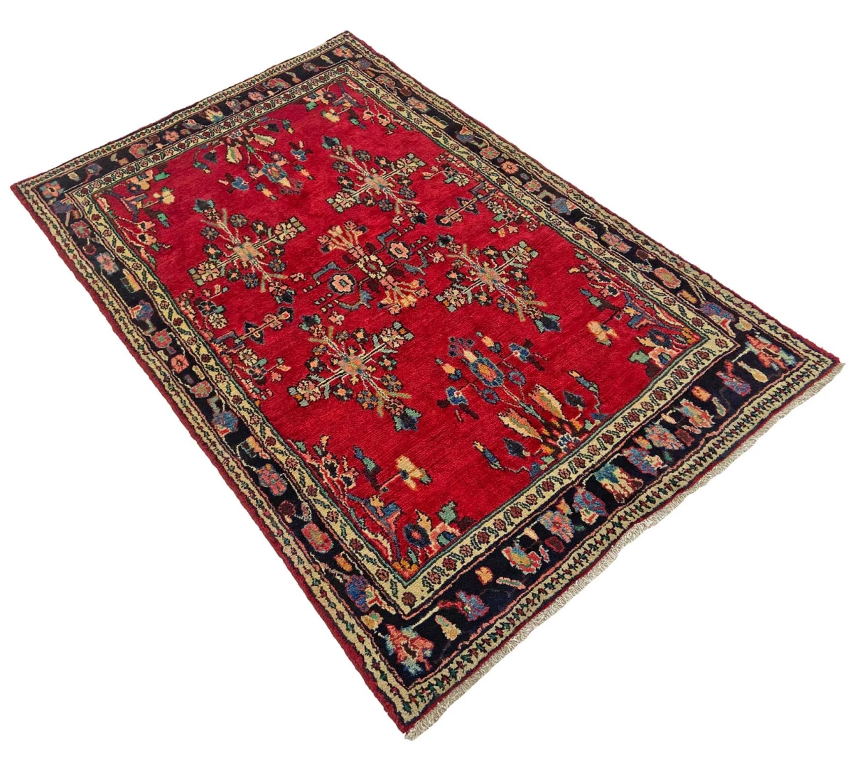 Hamadan Perserteppich 210 × 135 cm aus Wolle, handgeknüpft