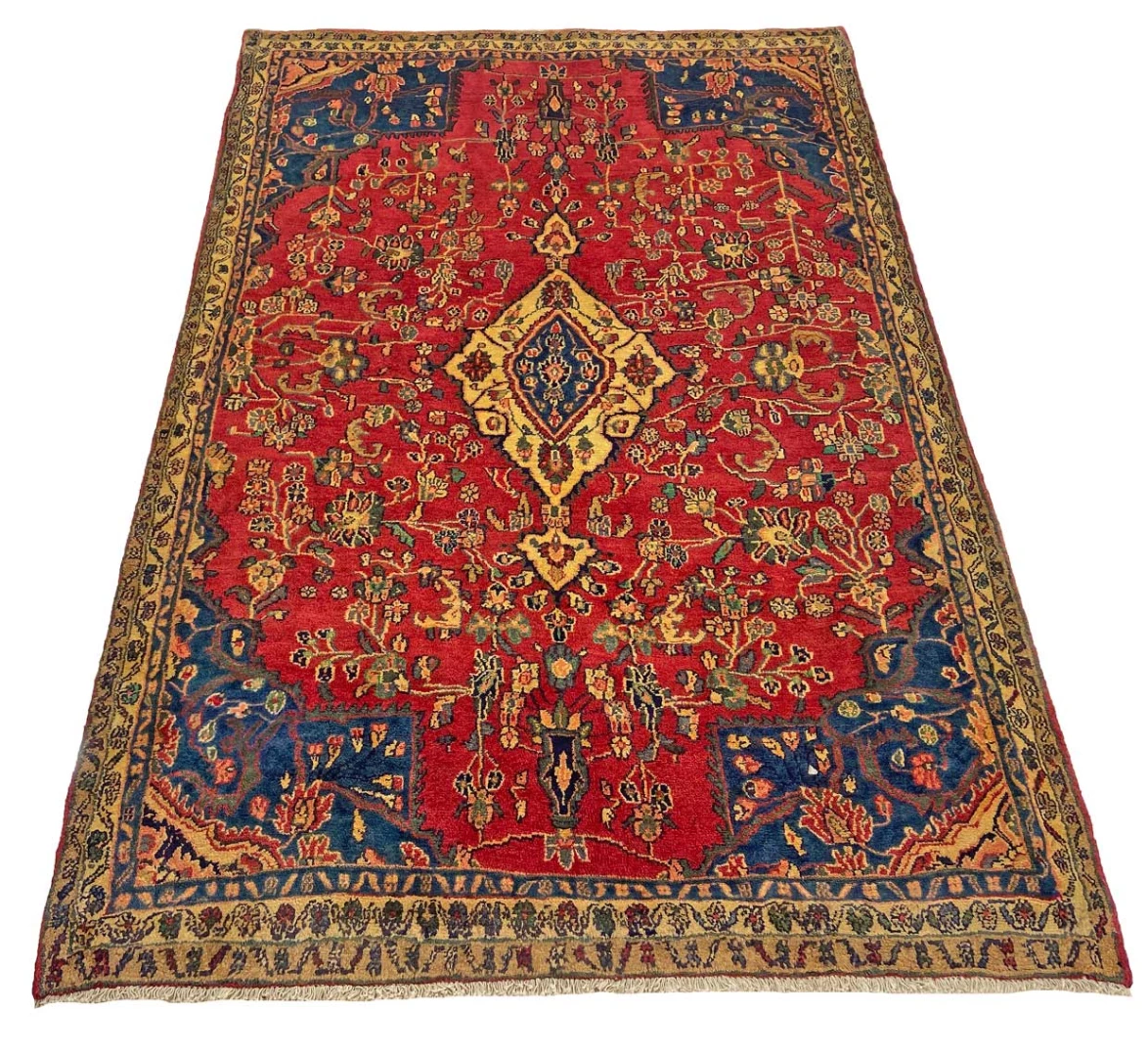 Handgeknüpfter Hamadan Perserteppich, 210 × 141 cm, Wolle