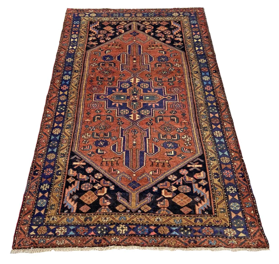 Handgeknüpfter Hamadan Perserteppich, 219 × 135 cm, Wolle