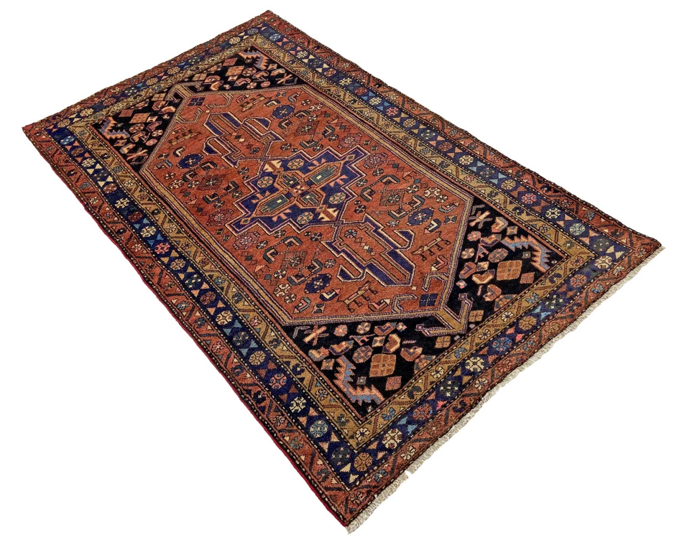 Handgeknüpfter Hamadan Perserteppich, 219 × 135 cm, Wolle