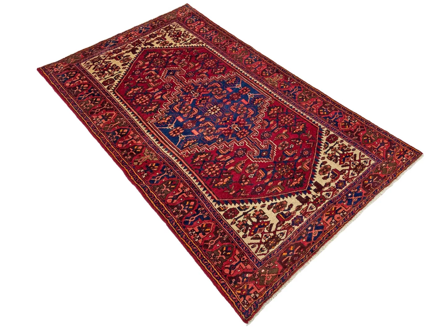 Handgeknüpfter Hamadan Perserteppich, 219 × 131 cm, Wolle
