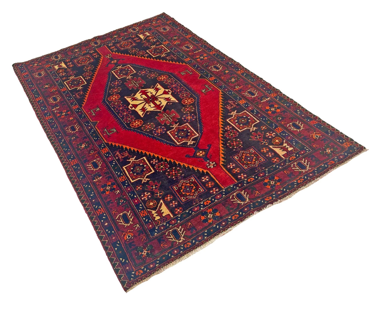 Handgeknüpfter Hamadan Perserteppich, 219 × 146 cm, Wolle