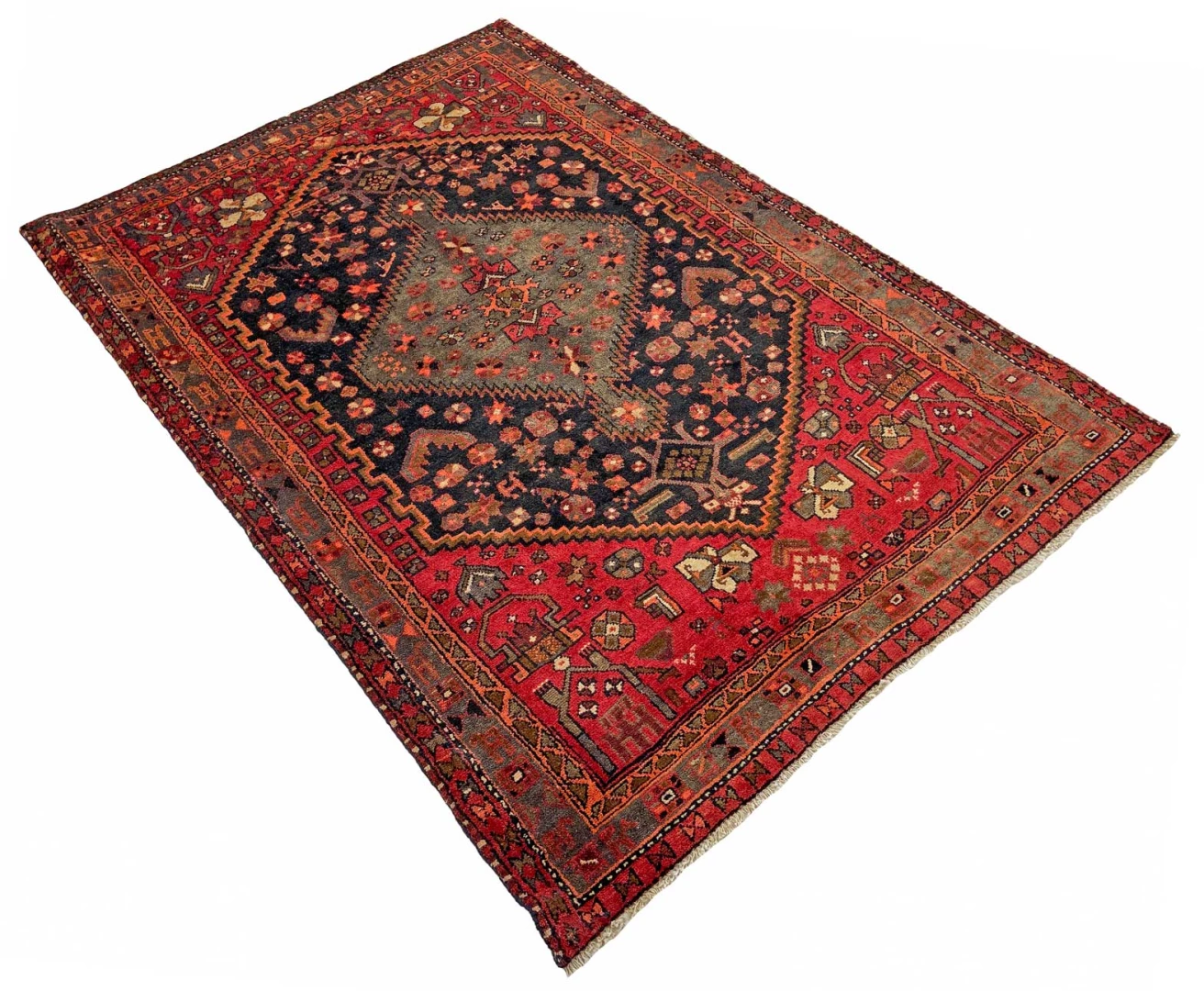 Hamadan Perserteppich 228 × 154 cm aus Wolle, handgeknüpft