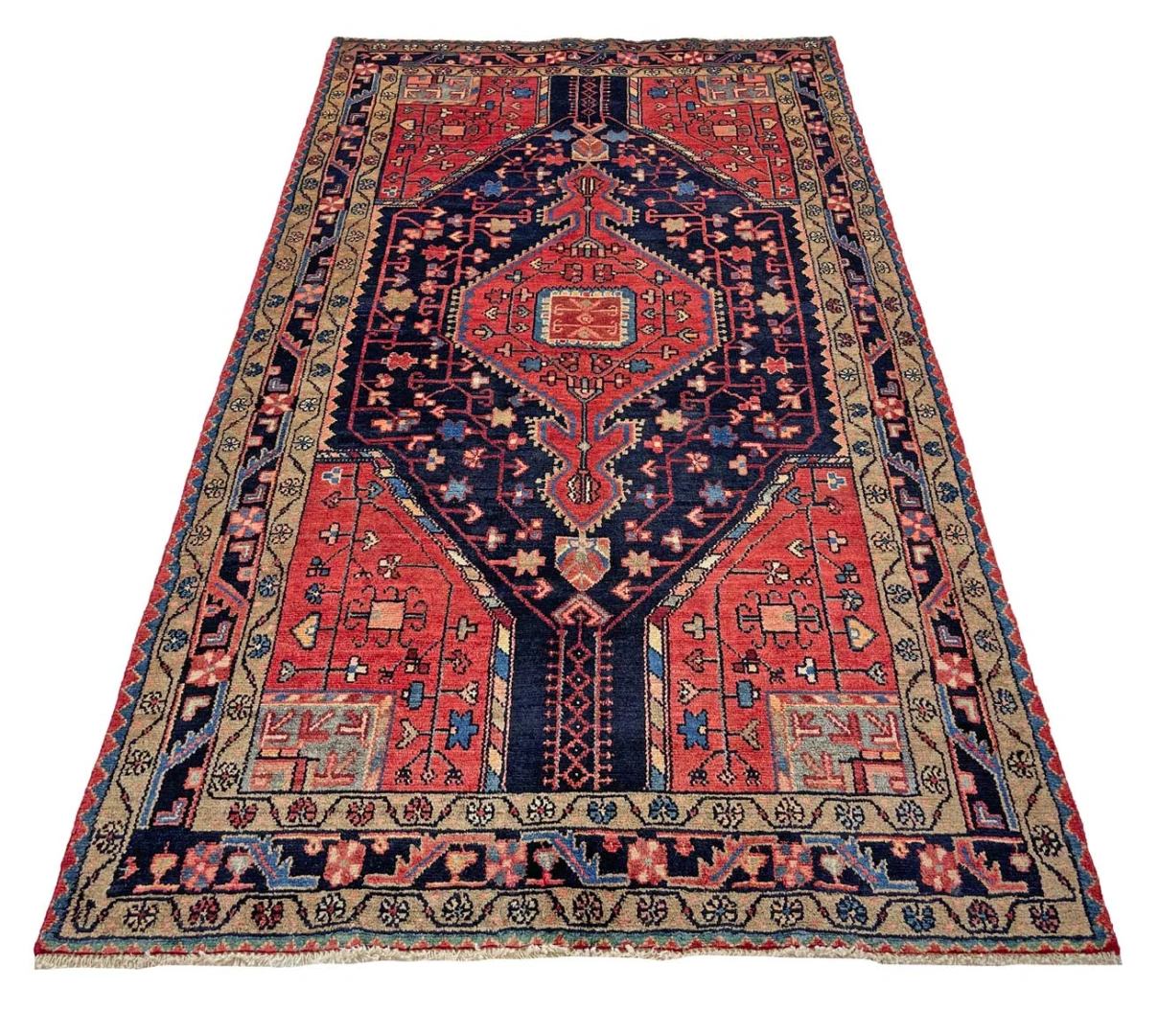 Handgeknüpfter Hamadan Orientteppich, 232 × 134 cm, Wolle