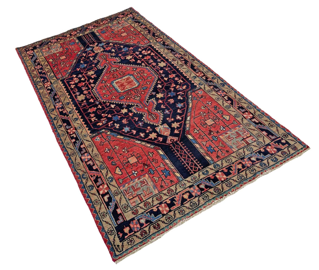 Handgeknüpfter Hamadan Orientteppich, 232 × 134 cm, Wolle