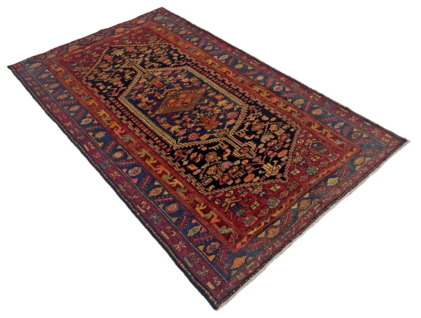 Handgeknüpfter Hamadan Perserteppich 246 × 145 cm