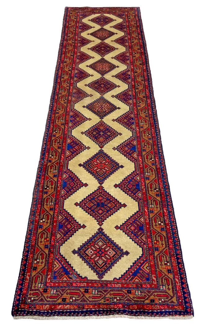 Hamadan Perserteppich 302 × 77 cm aus Wolle, handgeknüpft
