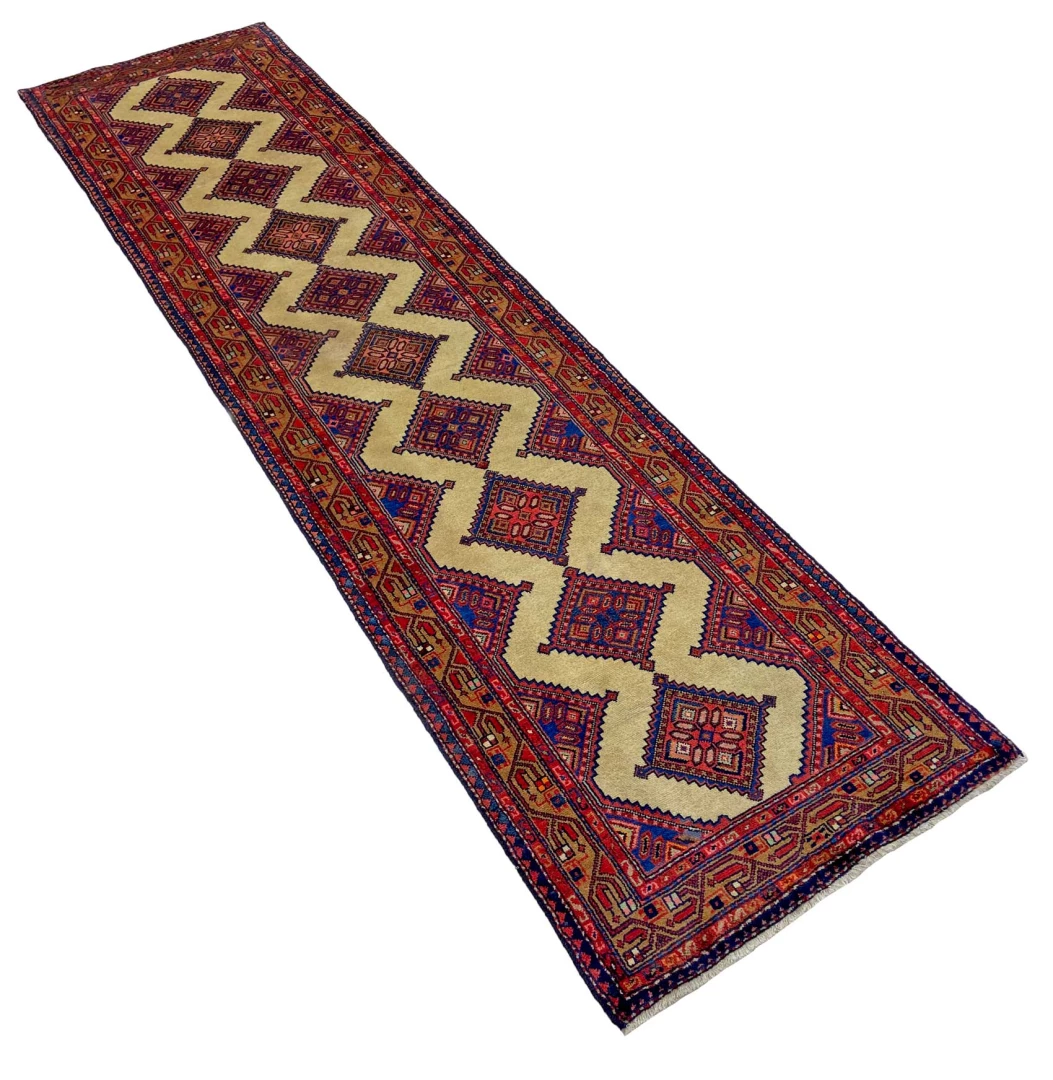 Hamadan Perserteppich 302 × 77 cm aus Wolle, handgeknüpft