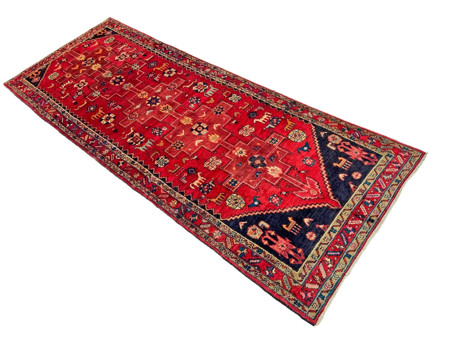 Handgeknüpfter Hamadan Perserteppich 304 × 113 cm