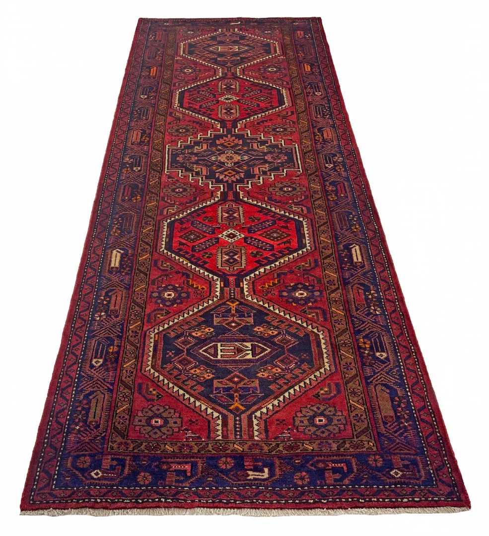 Handgeknüpfter Hamadan Perserteppich 319 × 124 cm
