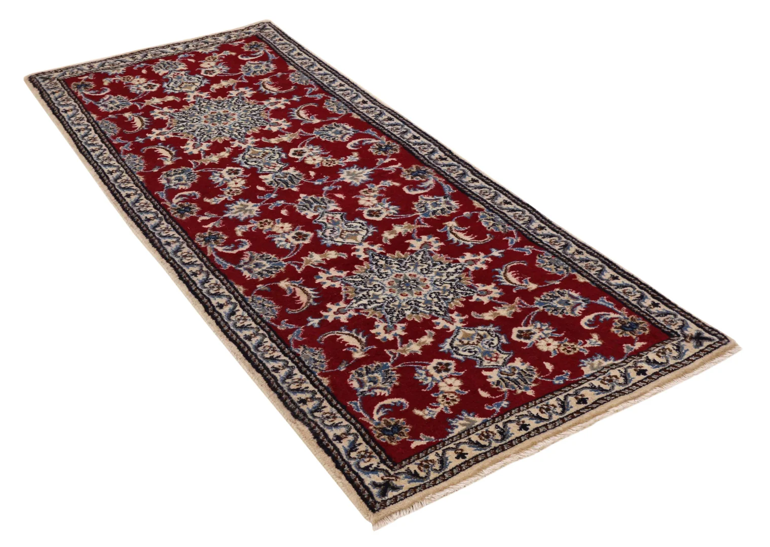 Handgeknüpfter Nain Perserteppich, 197 × 79 cm, Wolle & Seide