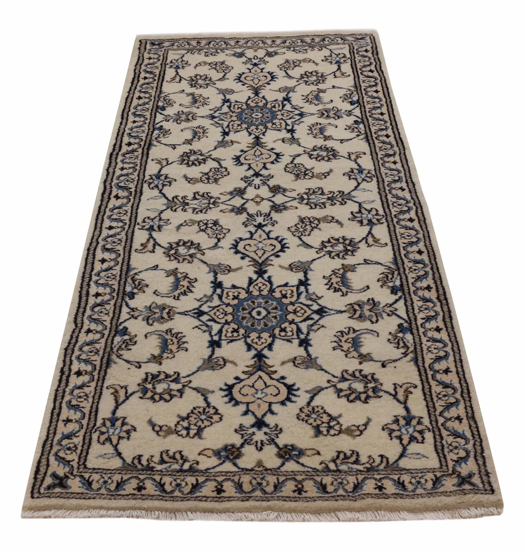 nain-teppich-204-x-77-cm-9-lah-mit-floralen-mustern-handgeknupft-1 Nain Perserteppich 204 × 77 cm aus Wolle, handgeknüpft