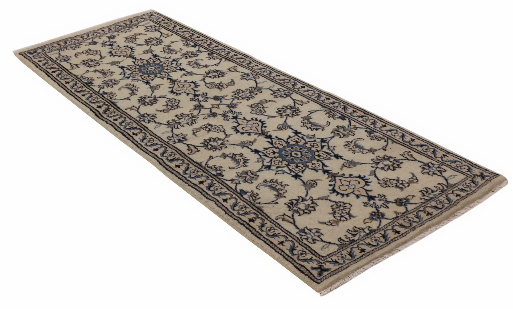 nain-teppich-204-x-77-cm-9-lah-mit-floralen-mustern-handgeknupft-2 Nain Perserteppich 204 × 77 cm aus Wolle, handgeknüpft