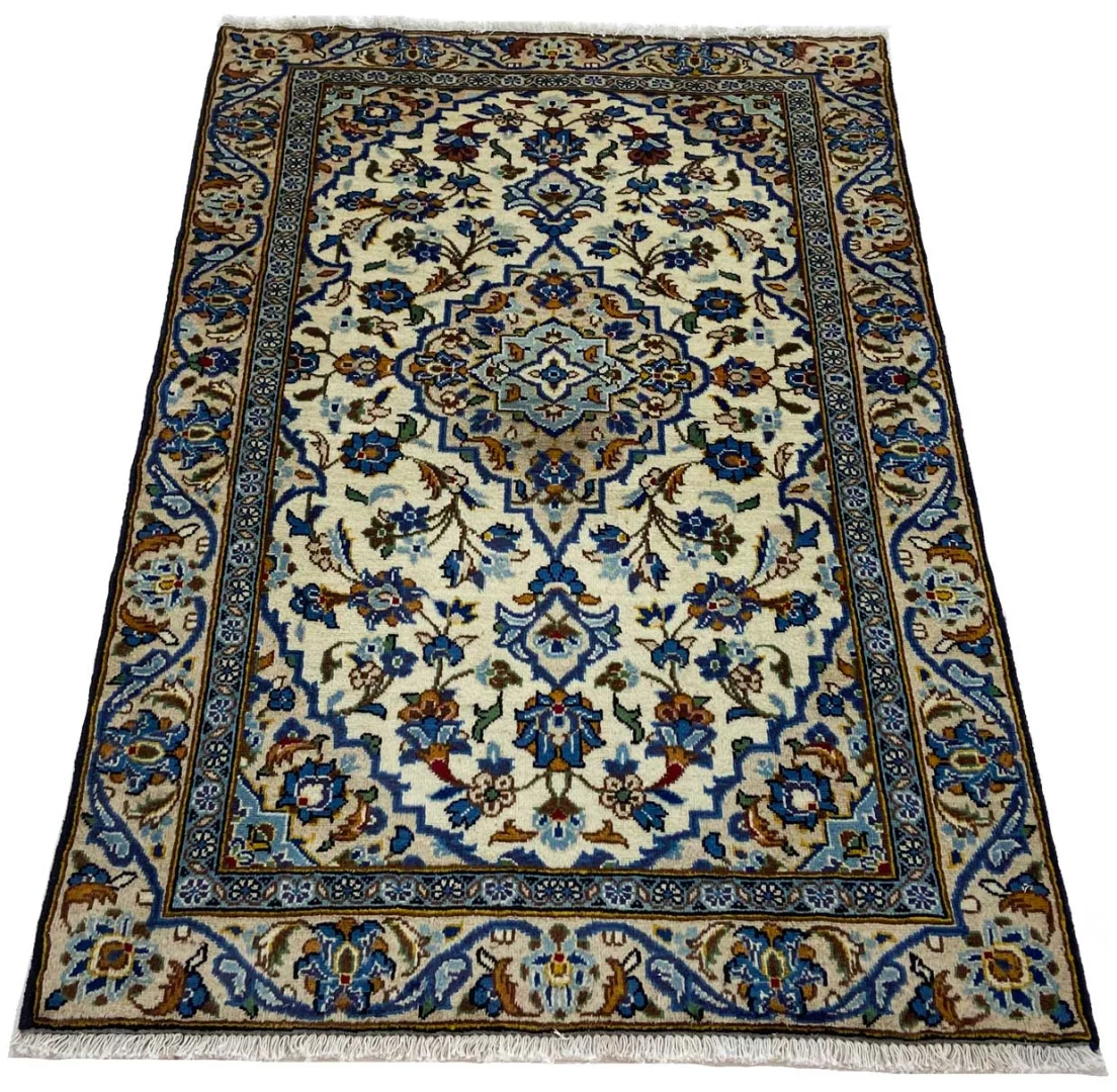 Handgeknüpfter Kashan Perserteppich, 137 × 91 cm, Wolle